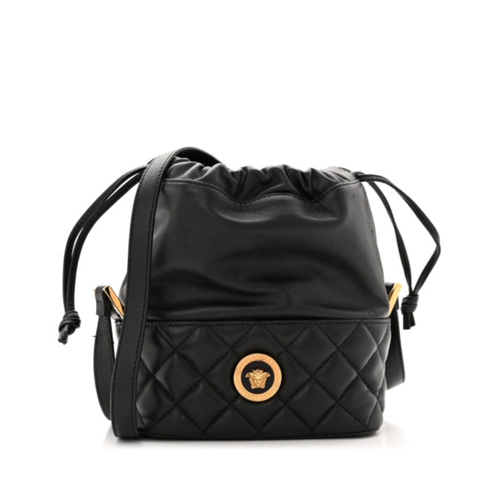 Versace Nappa Quilted Medusa Bucket Bag Black NWB authentic
